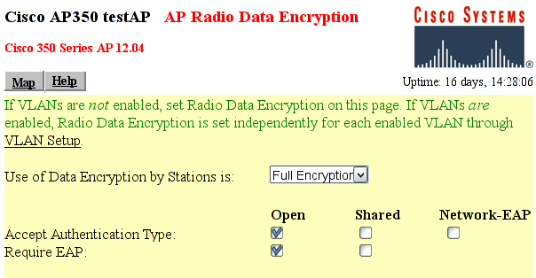 The Cisco AP-350 Encryption configuration