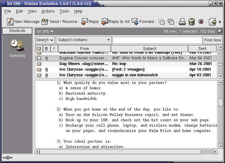 Evolution E-mail client looks just like MS Outlook.
