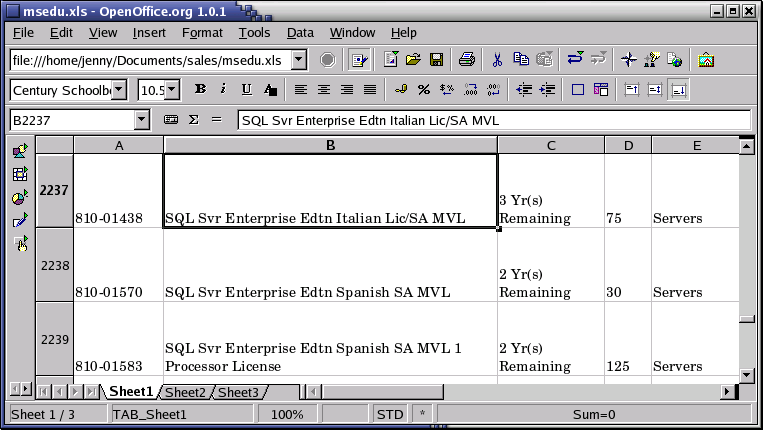OpenOffice spreadsheet looks just like MS Office .xls file.